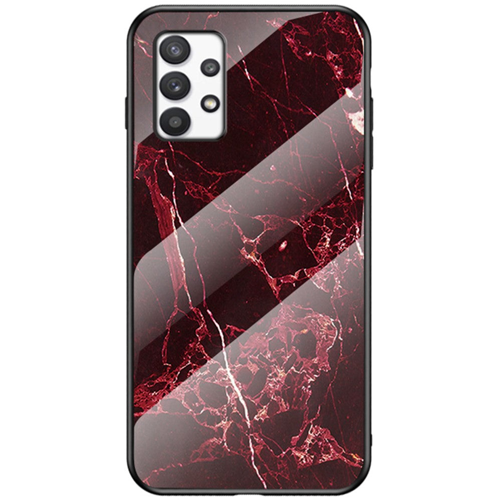Härdat glas + PC + TPU Välskyddat reptåligt marmormönster mobilskal för Samsung Galaxy A33 5G