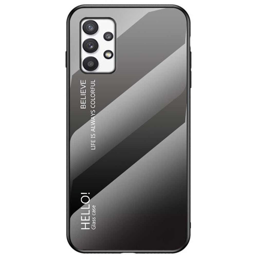 Tonad färg härdat glas + PC + TPU stötsäkert mobilmobilsskal för Samsung Galaxy A33 5G