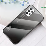 Tonad färg härdat glas + PC + TPU stötsäkert mobilmobilsskal för Samsung Galaxy A33 5G