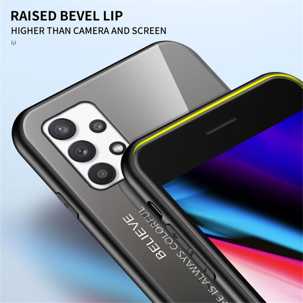 Gradientfarvet hærdet glas + PC + TPU stødsikkert mobiltelefoncover til Samsung Galaxy A33 5G