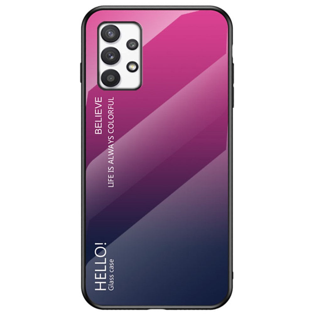 Tonad färg härdat glas + PC + TPU stötsäkert mobilmobilsskal för Samsung Galaxy A33 5G