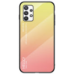 Tonad färg härdat glas + PC + TPU stötsäkert mobilmobilsskal för Samsung Galaxy A33 5G