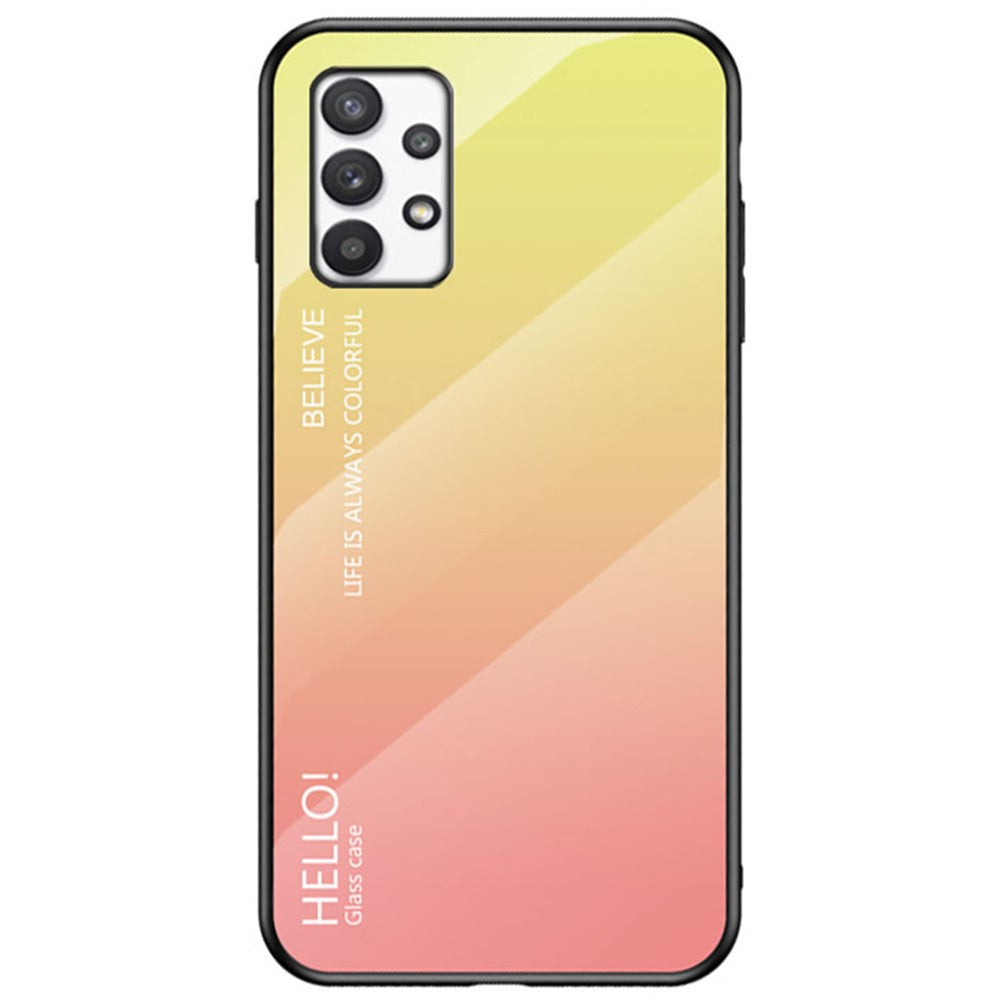 Tonad färg härdat glas + PC + TPU stötsäkert mobilmobilsskal för Samsung Galaxy A33 5G