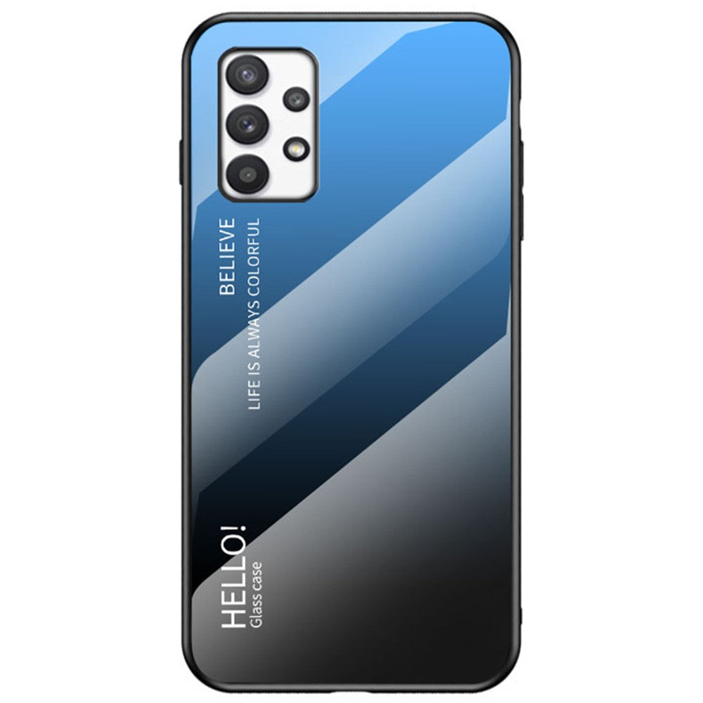 Tonad färg härdat glas + PC + TPU stötsäkert mobilmobilsskal för Samsung Galaxy A33 5G