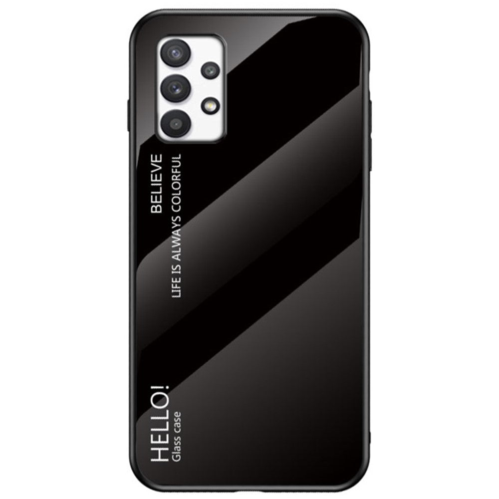 Tonad färg härdat glas + PC + TPU stötsäkert mobilmobilsskal för Samsung Galaxy A33 5G