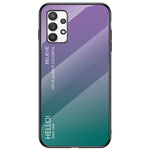 Tonad färg härdat glas + PC + TPU stötsäkert mobilmobilsskal för Samsung Galaxy A33 5G