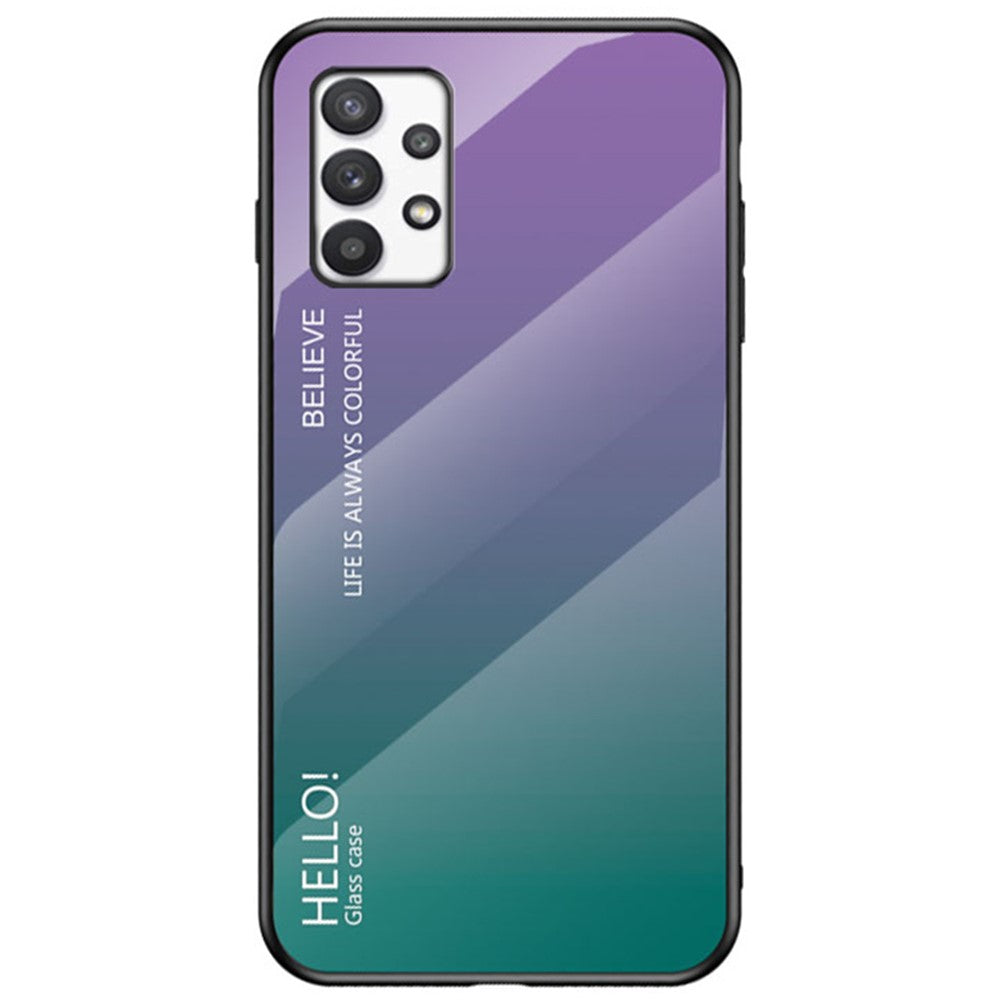 Tonad färg härdat glas + PC + TPU stötsäkert mobilmobilsskal för Samsung Galaxy A33 5G