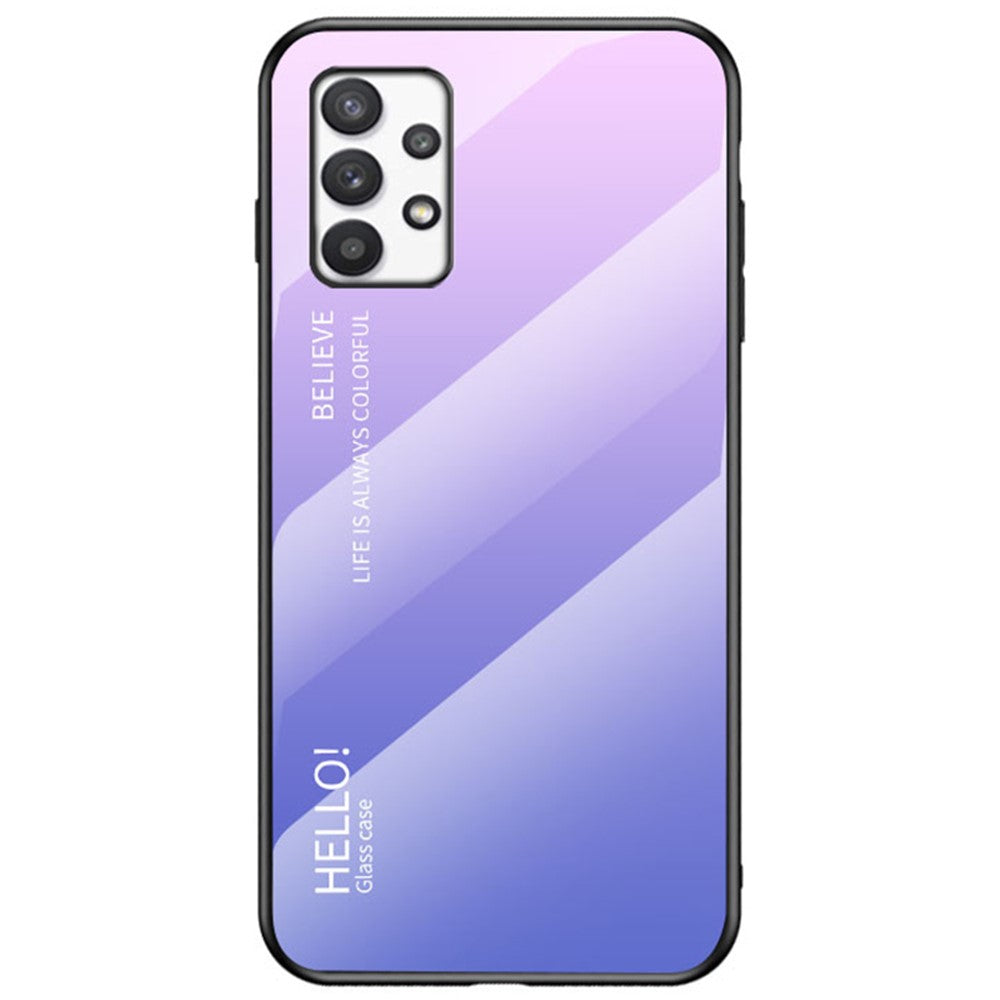 Tonad färg härdat glas + PC + TPU stötsäkert mobilmobilsskal för Samsung Galaxy A33 5G