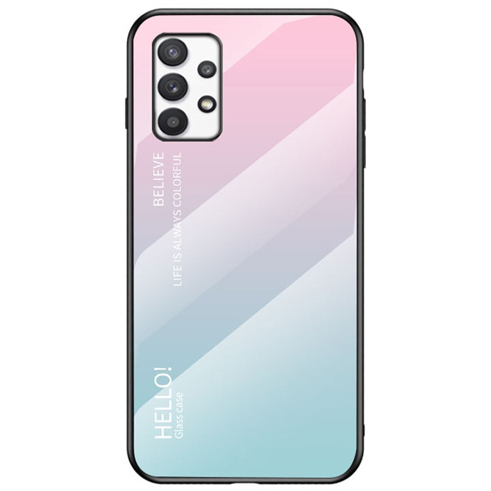 Tonad färg härdat glas + PC + TPU stötsäkert mobilmobilsskal för Samsung Galaxy A33 5G