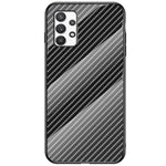 Kolfiberstruktur Härdat Glas Baksida PC+TPU Skyddande Anti-fingeravtryck Reptåligt mobilskal för Samsung Galaxy A53 5G
