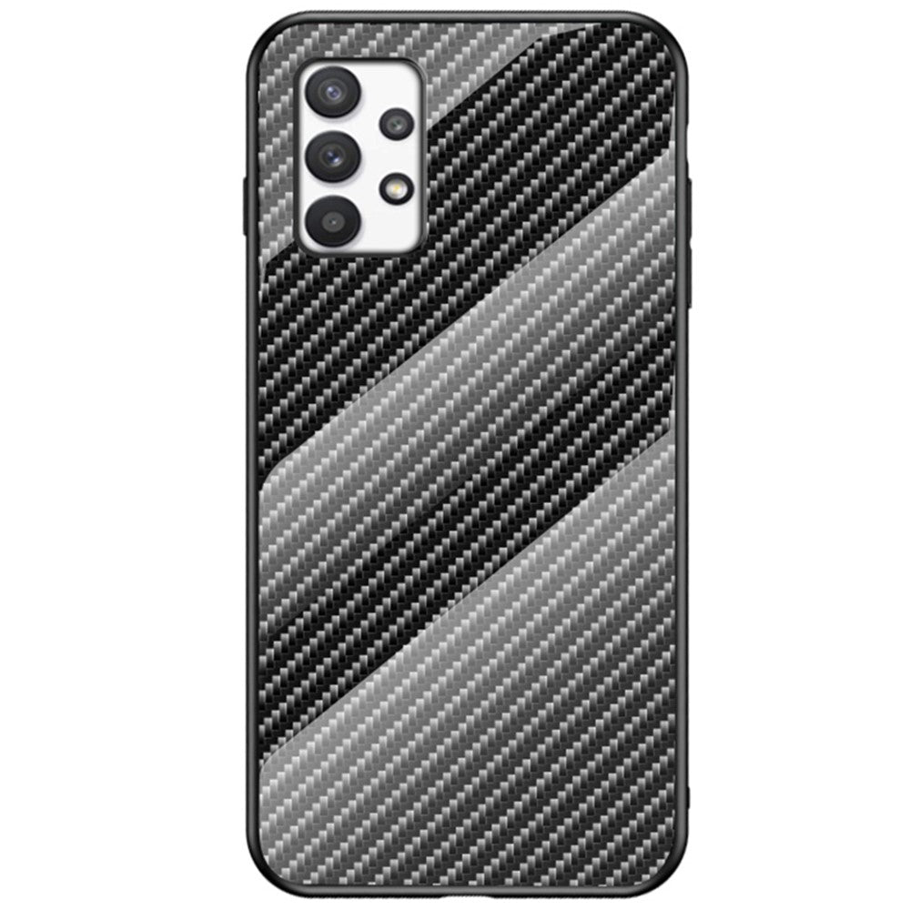 Kolfiberstruktur Härdat Glas Baksida PC+TPU Skyddande Anti-fingeravtryck Reptåligt mobilskal för Samsung Galaxy A53 5G