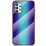 Kolfiberstruktur Härdat Glas Baksida PC+TPU Skyddande Anti-fingeravtryck Reptåligt mobilskal för Samsung Galaxy A53 5G