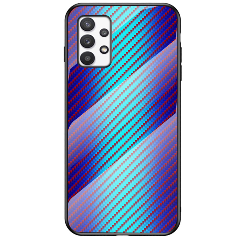 Kolfiberstruktur Härdat Glas Baksida PC+TPU Skyddande Anti-fingeravtryck Reptåligt mobilskal för Samsung Galaxy A53 5G