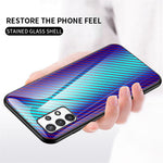 Kolfiberstruktur Härdat Glas Baksida PC+TPU Skyddande Anti-fingeravtryck Reptåligt mobilskal för Samsung Galaxy A53 5G