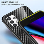 Kolfiberstruktur Härdat Glas Baksida PC+TPU Skyddande Anti-fingeravtryck Reptåligt mobilskal för Samsung Galaxy A53 5G