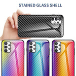 Kolfiberstruktur Härdat Glas Baksida PC+TPU Skyddande Anti-fingeravtryck Reptåligt mobilskal för Samsung Galaxy A53 5G