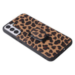 Stylish Textured Pattern Kickstand Design PU Leather Coated TPU+PC Hybrid Case Cover for Samsung Galaxy S22 5G