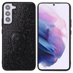 Stylish Textured Pattern Kickstand Design PU Leather Coated TPU+PC Hybrid Case Cover for Samsung Galaxy S22 5G