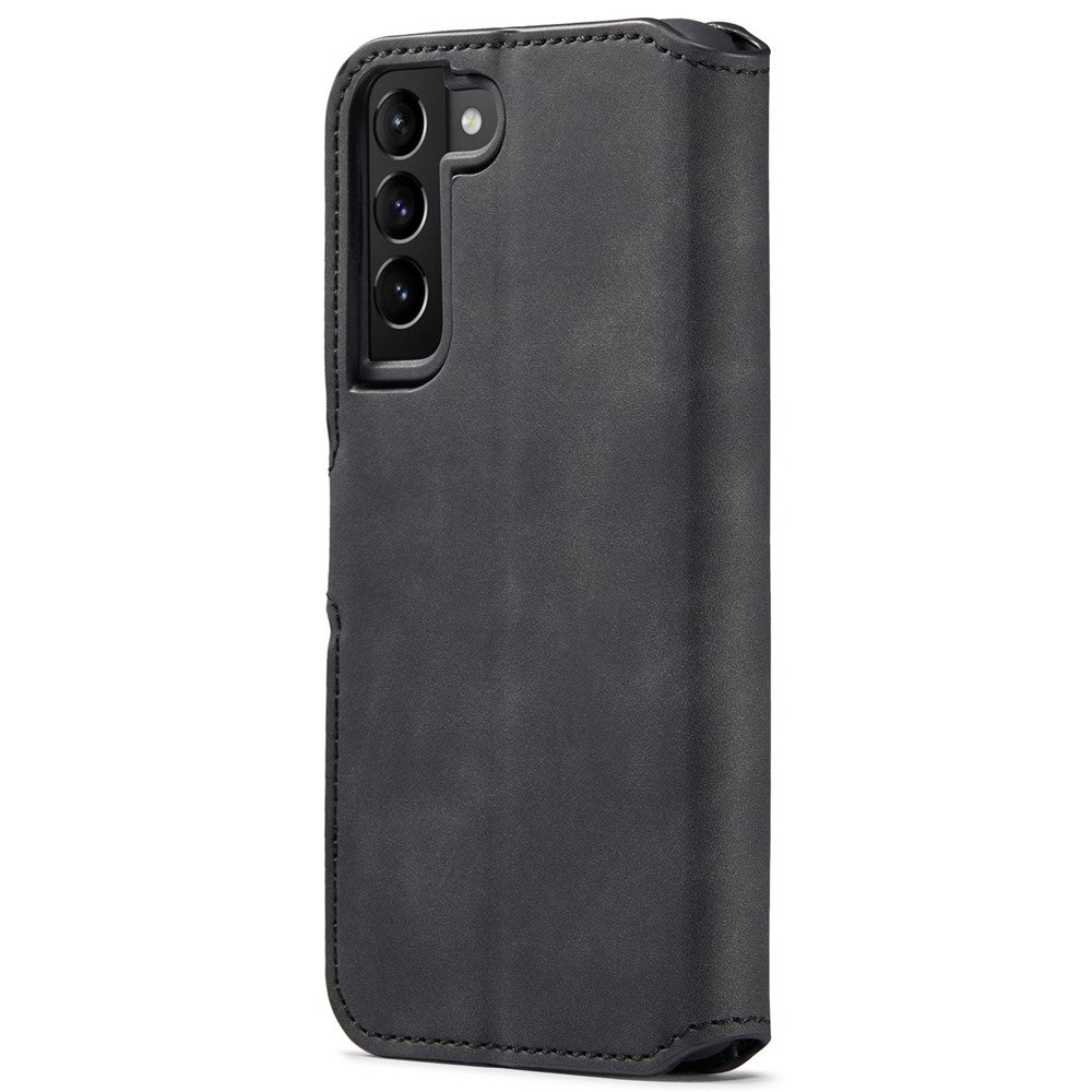 DG.MING Retro Leather Case Anti-drop Well-protected Wallet Stand Phone Cover for Samsung Galaxy S22+ 5G