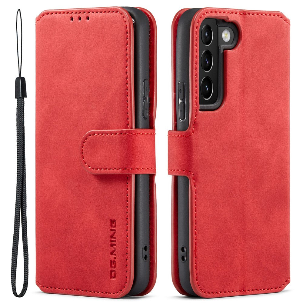 DG.MING Retro Leather Case Anti-drop Well-protected Wallet Stand Phone Cover for Samsung Galaxy S22+ 5G