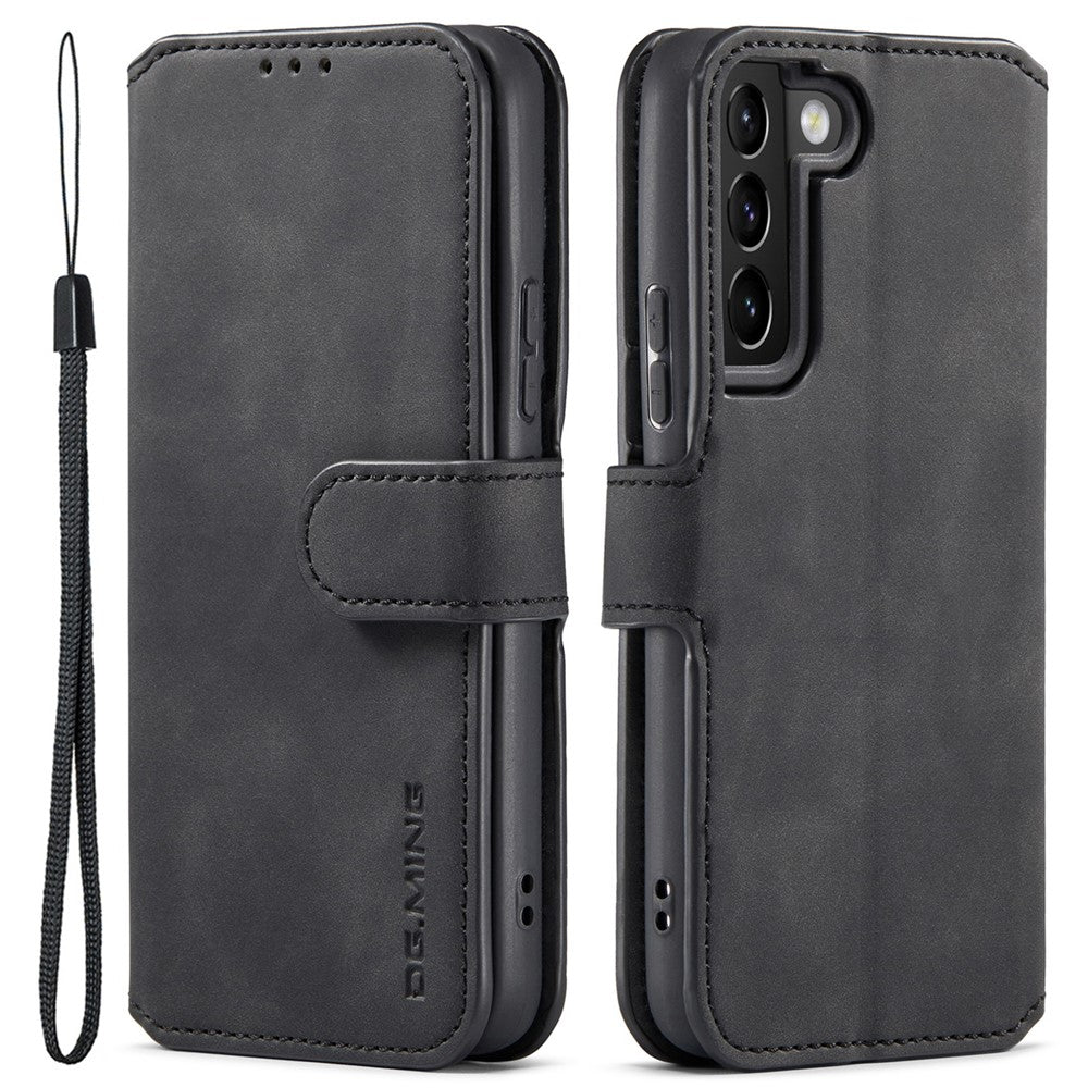 DG.MING All-inclusive beskyttelse retro stil telefoncover stand wallet PU lædercover til Samsung Galaxy S22 5G