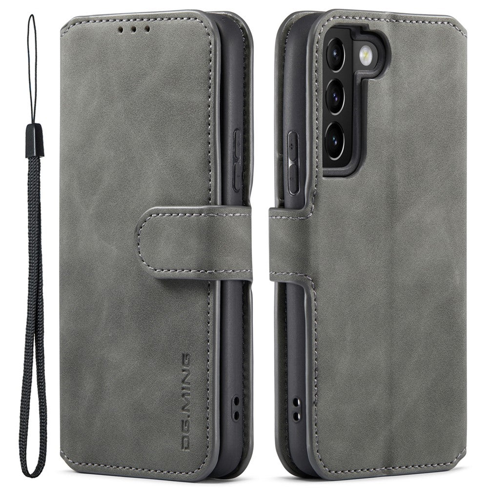 DG.MING All-inclusive beskyttelse retro stil telefoncover stand wallet PU lædercover til Samsung Galaxy S22 5G