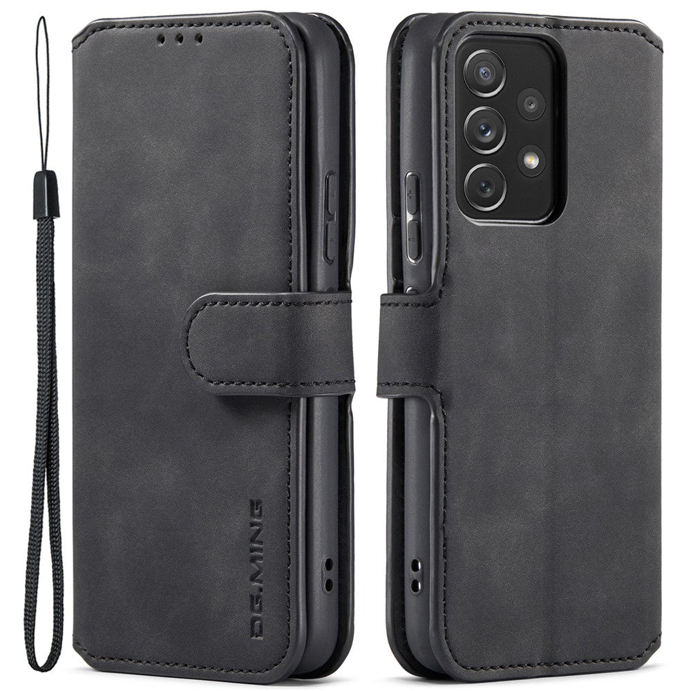 DG.MING Stand Wallet Design Retro Style PU Leather Cover Inner Soft TPU Phone Case for Samsung Galaxy A53 5G