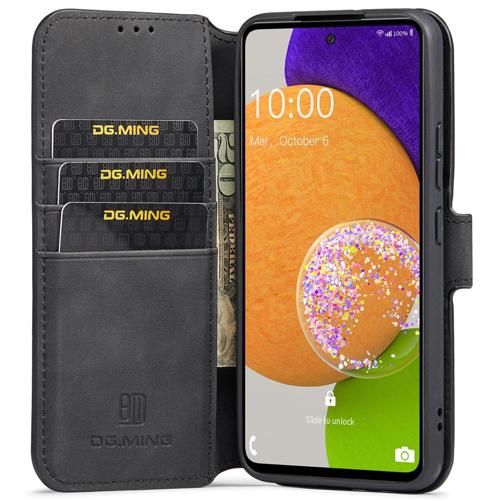DG.MING Stand Wallet Design Retro Style PU Leather Cover Inner Soft TPU Phone Case for Samsung Galaxy A53 5G