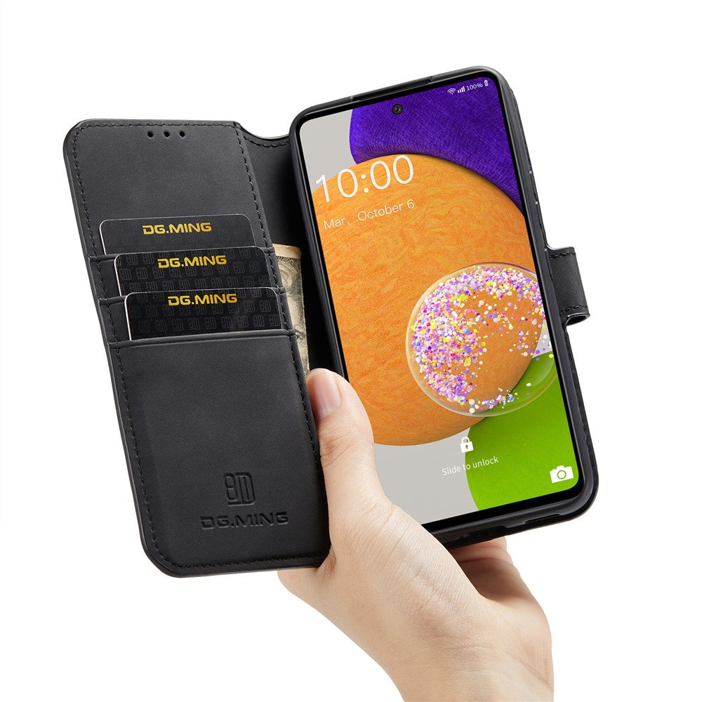 DG.MING Stand Wallet Design Retro Style PU Leather Cover Inner Soft TPU Phone Case for Samsung Galaxy A53 5G