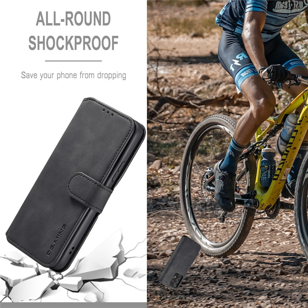 DG.MING Stand Wallet Design Retro Style PU Leather Cover Inner Soft TPU Phone Case for Samsung Galaxy A53 5G