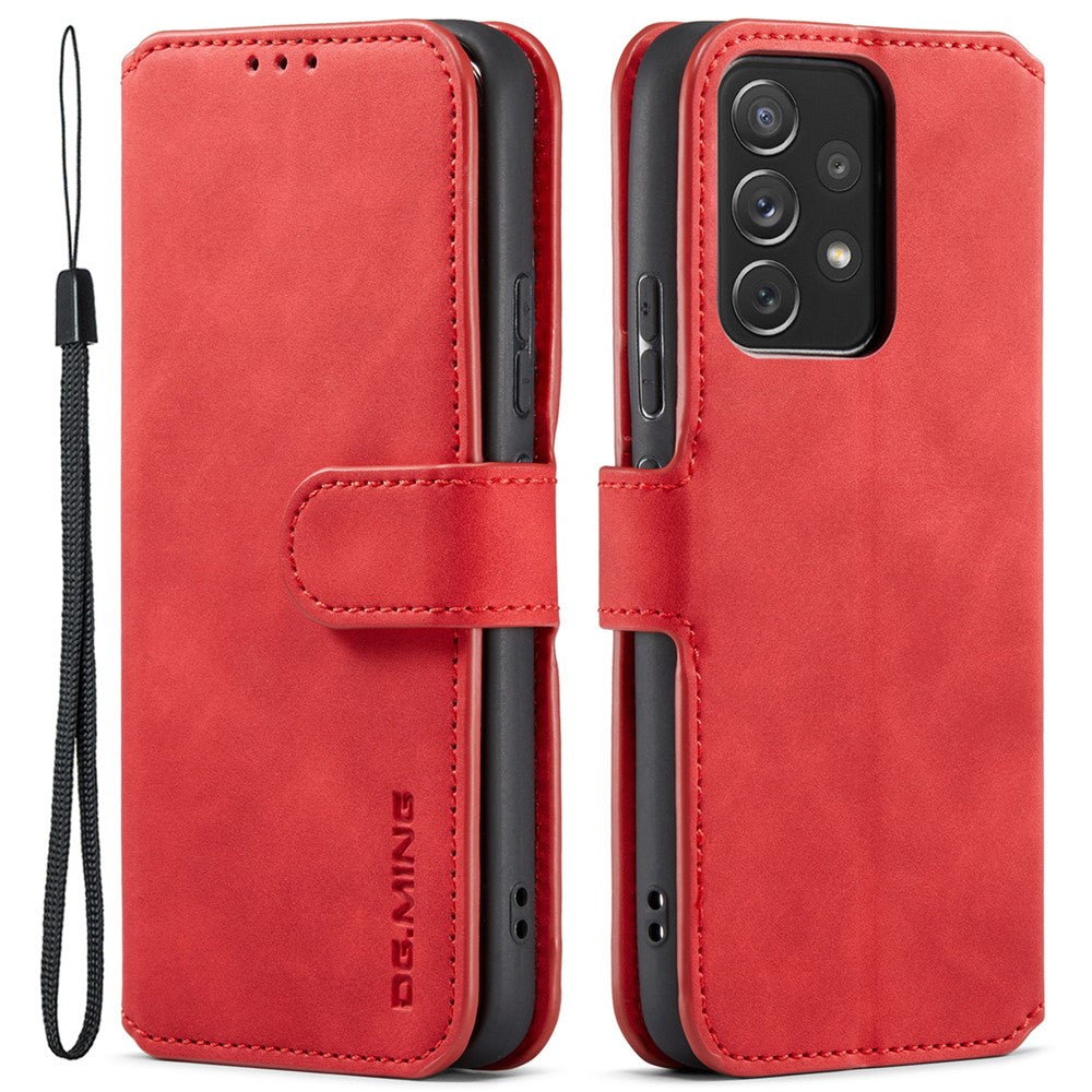 DG.MING Stand Wallet Design Retro Style PU Leather Cover Inner Soft TPU Phone Case for Samsung Galaxy A53 5G