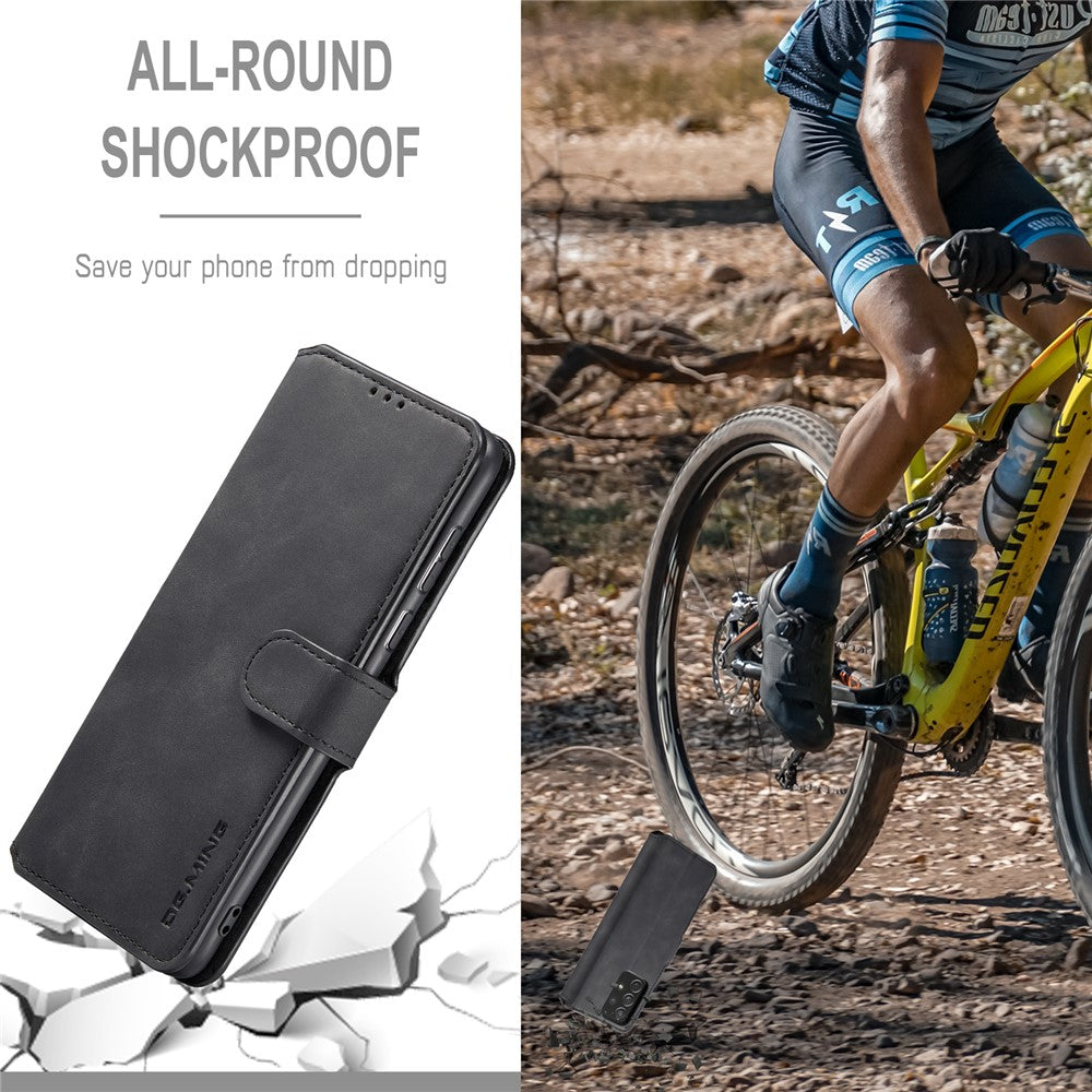 DG.MING Retro Style Shockproof Phone Case PU Leather Stand Wallet Magnetic Clasp Cover for Samsung Galaxy A73 5G