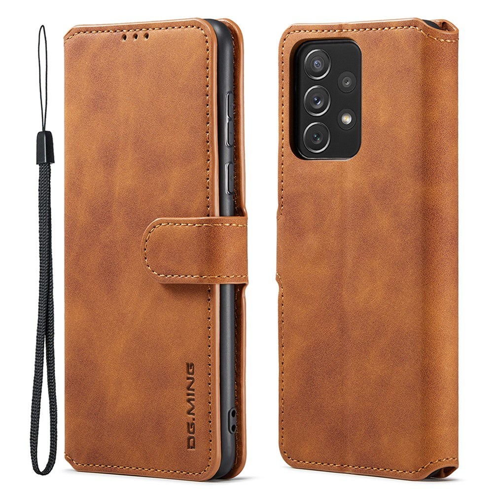 DG.MING Retro Style Shockproof Phone Case PU Leather Stand Wallet Magnetic Clasp Cover for Samsung Galaxy A73 5G