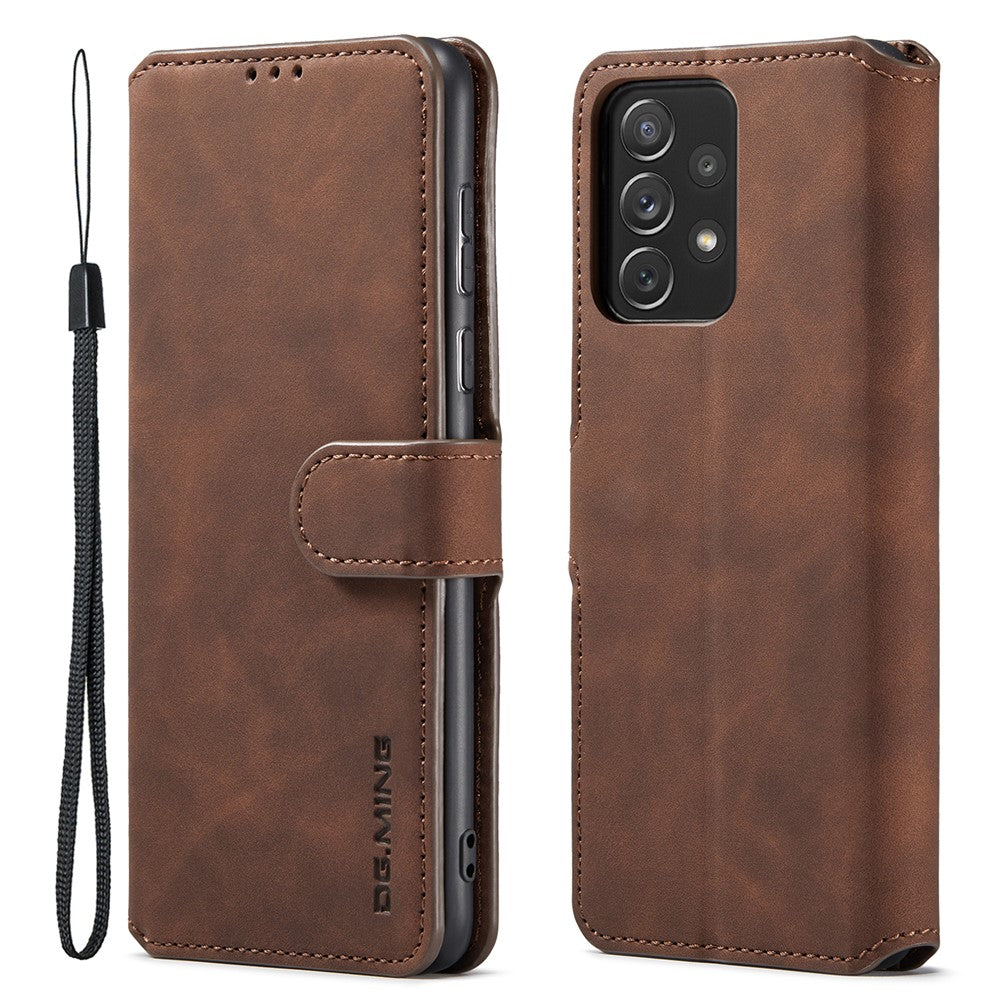 DG.MING Retro Style Shockproof Phone Case PU Leather Stand Wallet Magnetic Clasp Cover for Samsung Galaxy A73 5G