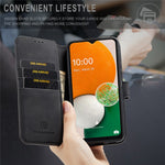 DG.MING Retro Leather Case Drop-resistant Stand Wallet Folio Flip Phone Cover for Samsung Galaxy A13 4G