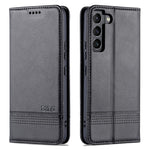 AZNS PU-läder + TPU magnetiskt självabsorberande heltäckande skyddsfodral med stativ och plånboksfodral till Samsung Galaxy S22 5G