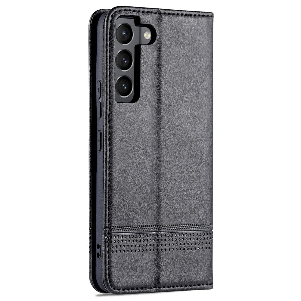 AZNS PU-läder + TPU magnetiskt självabsorberande heltäckande skyddsfodral med stativ och plånboksfodral till Samsung Galaxy S22 5G