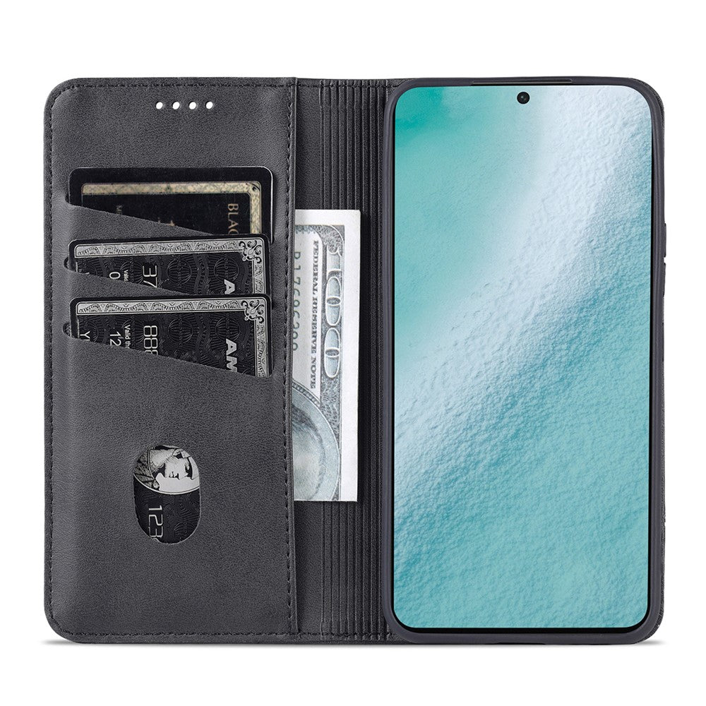 AZNS PU-läder + TPU magnetiskt självabsorberande heltäckande skyddsfodral med stativ och plånboksfodral till Samsung Galaxy S22 5G