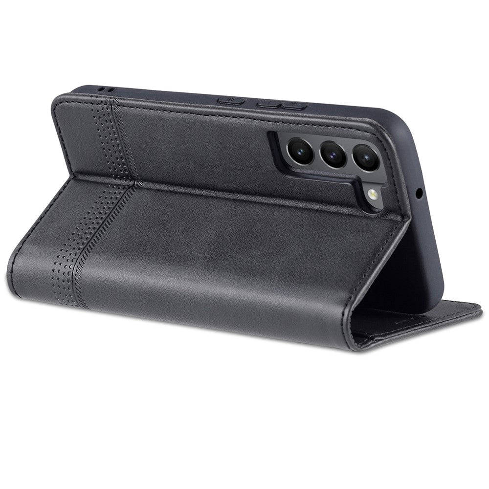 AZNS PU-läder + TPU magnetiskt självabsorberande heltäckande skyddsfodral med stativ och plånboksfodral till Samsung Galaxy S22 5G