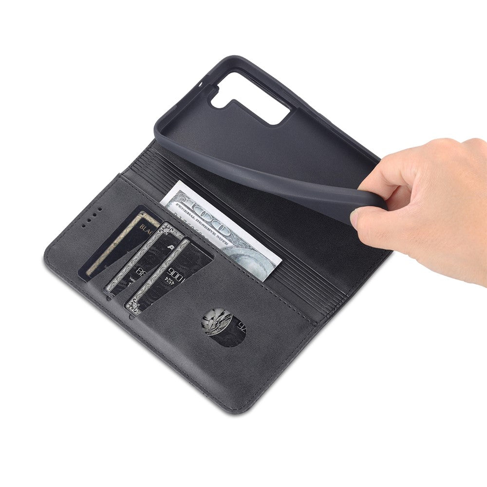 AZNS PU Leather + TPU Magnetic Auto-absorbed Full Protection Cover Stand Wallet Phone Case for Samsung Galaxy S22 5G