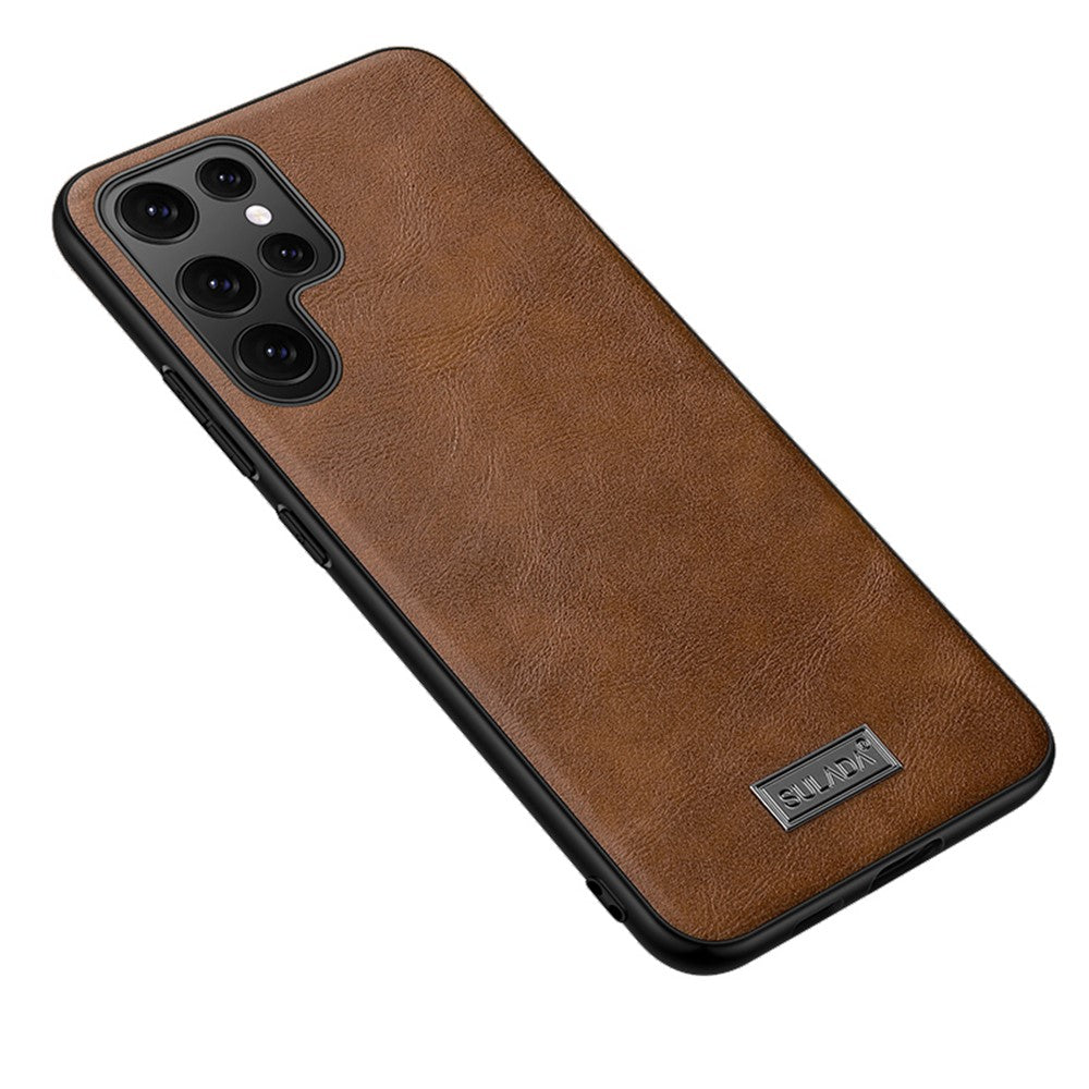 SULADA Fingerprint-proof Smart Phone Cover Drop-proof PU Leather Coated TPU + PC Phone Case for Samsung Galaxy S22 Ultra 5G