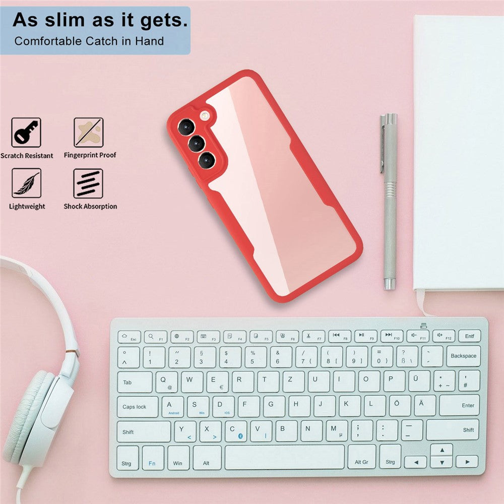 PET Screen Protector + Acrylic + TPU Full Cover Hybrid Phone Case for Samsung Galaxy S22 5G