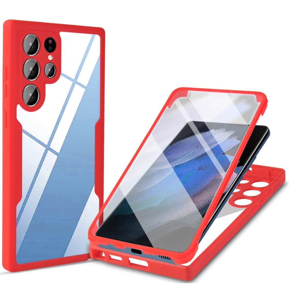 Camera Lens Protection PET Screen Film + Acrylic + TPU Mobile Phone Case for Samsung Galaxy S22 Ultra 5G