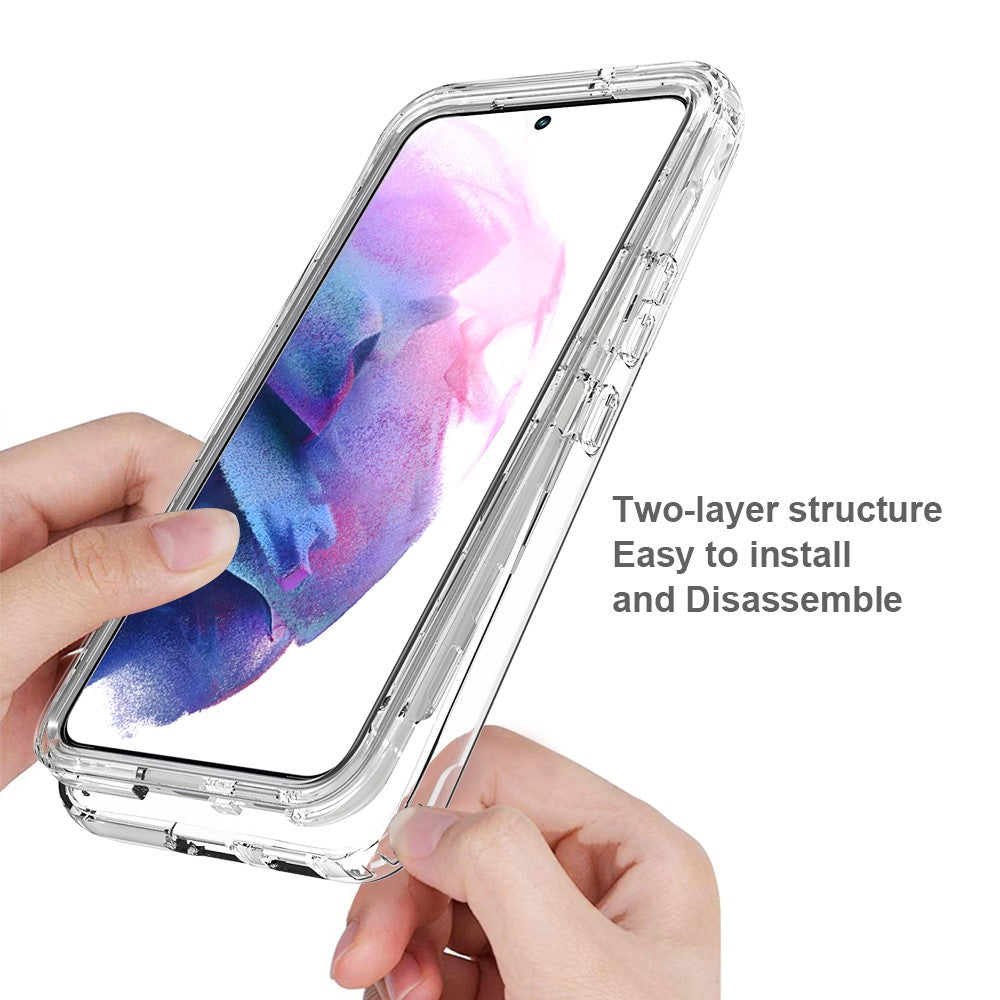 For Samsung Galaxy S22 5G Clear Gradient Color Mobile Phone Case Detachable 2-in-1 Design TPU + PC Phone Shell