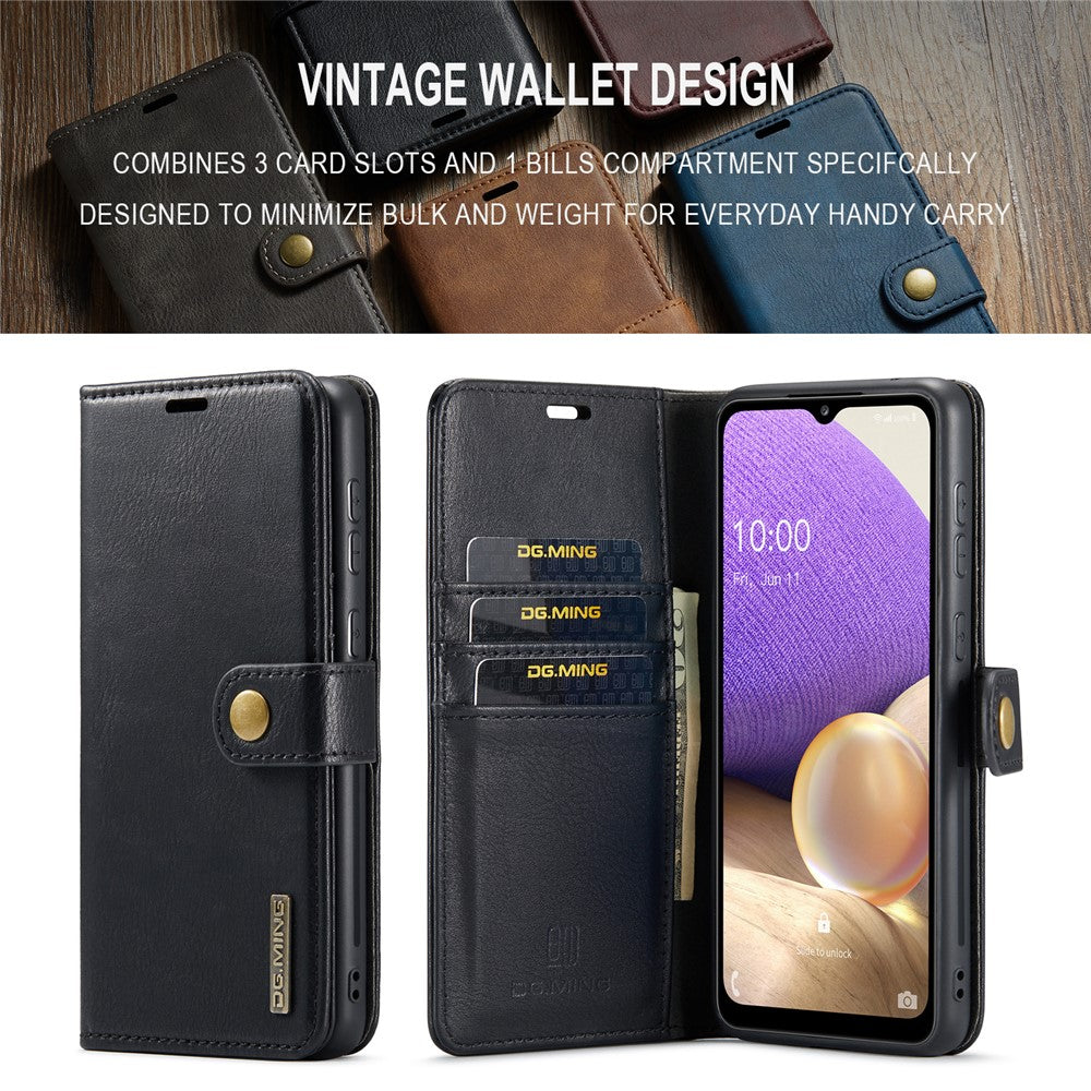 DG.MING Split læderpung-cover med stander og aftagelig magnetisk telefoncover til Samsung Galaxy A33 5G