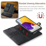 DG.MING Split Leather Wallet Phone Case Folio Flip Magnetic Detachable Stand Cover for Samsung Galaxy A73 5G