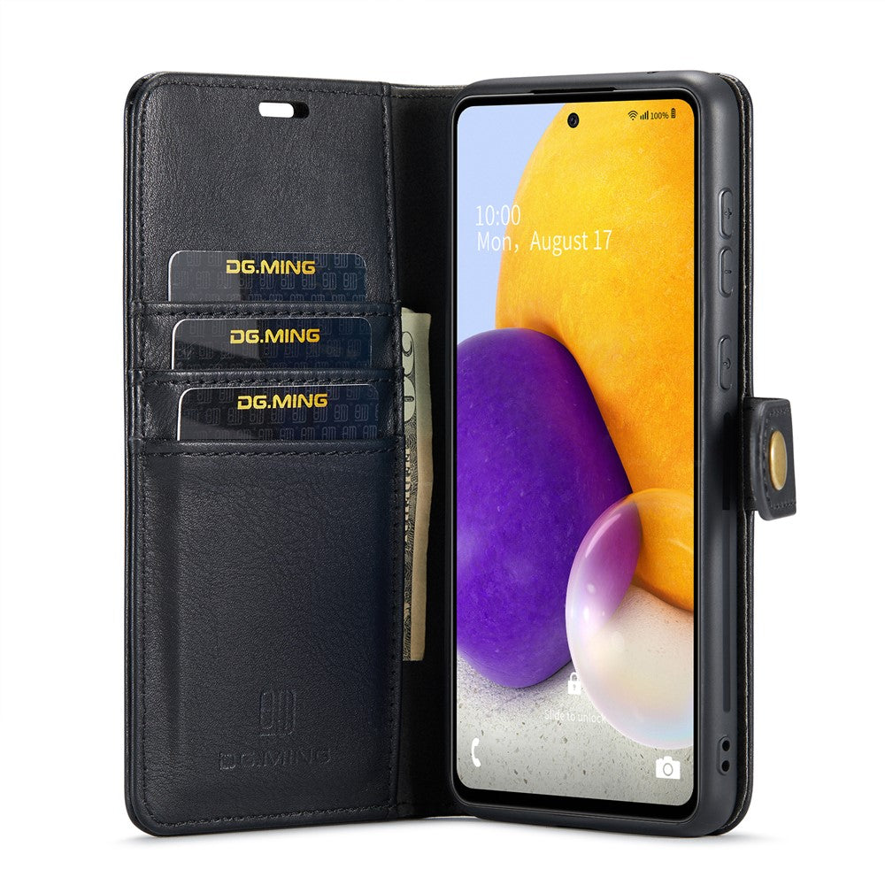 DG.MING Split Leather Wallet Phone Case Folio Flip Magnetic Detachable Stand Cover for Samsung Galaxy A73 5G
