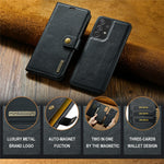 DG.MING Split Leather Wallet Phone Case Folio Flip Magnetic Detachable Stand Cover for Samsung Galaxy A73 5G