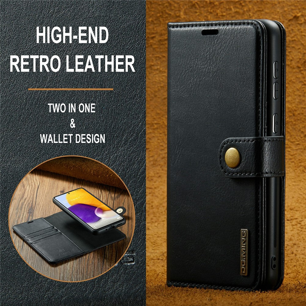 DG.MING Split Leather Wallet Phone Case Folio Flip Magnetic Detachable Stand Cover for Samsung Galaxy A73 5G