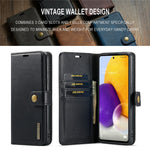 DG.MING Split Leather Wallet Phone Case Folio Flip Magnetic Detachable Stand Cover for Samsung Galaxy A73 5G